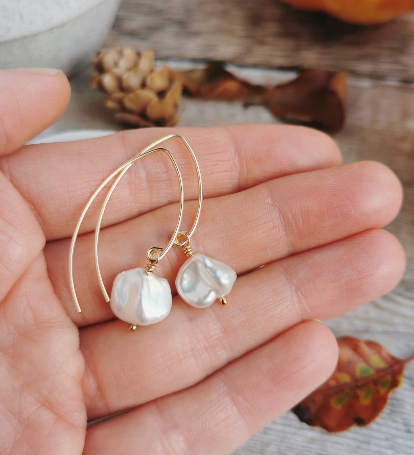 SET Small Keishi Pearl Earrings & Necklace - Silver or 14k Gold-filled