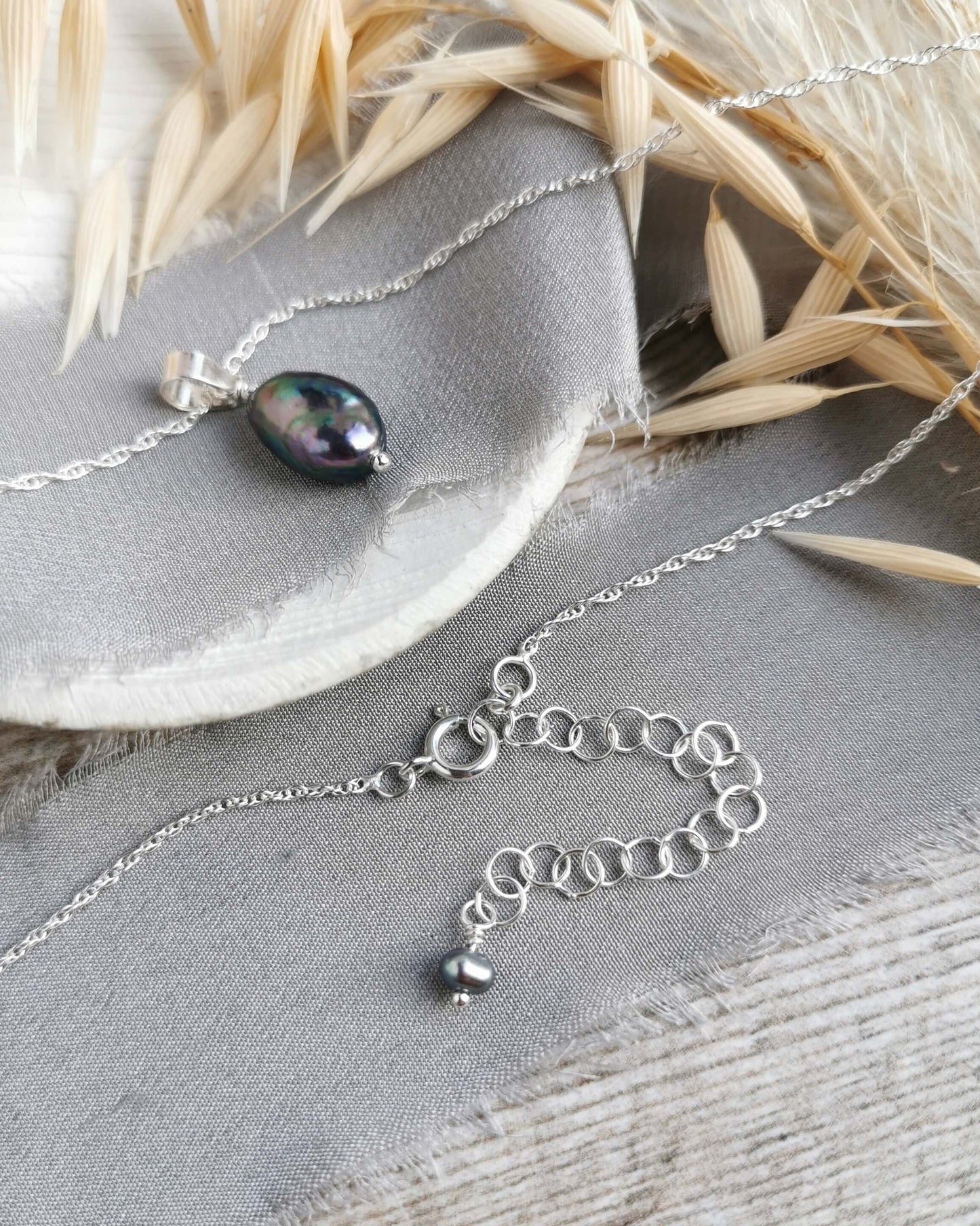 Peacock Baroque Pearl necklace - Silver or 14k Gold-filled