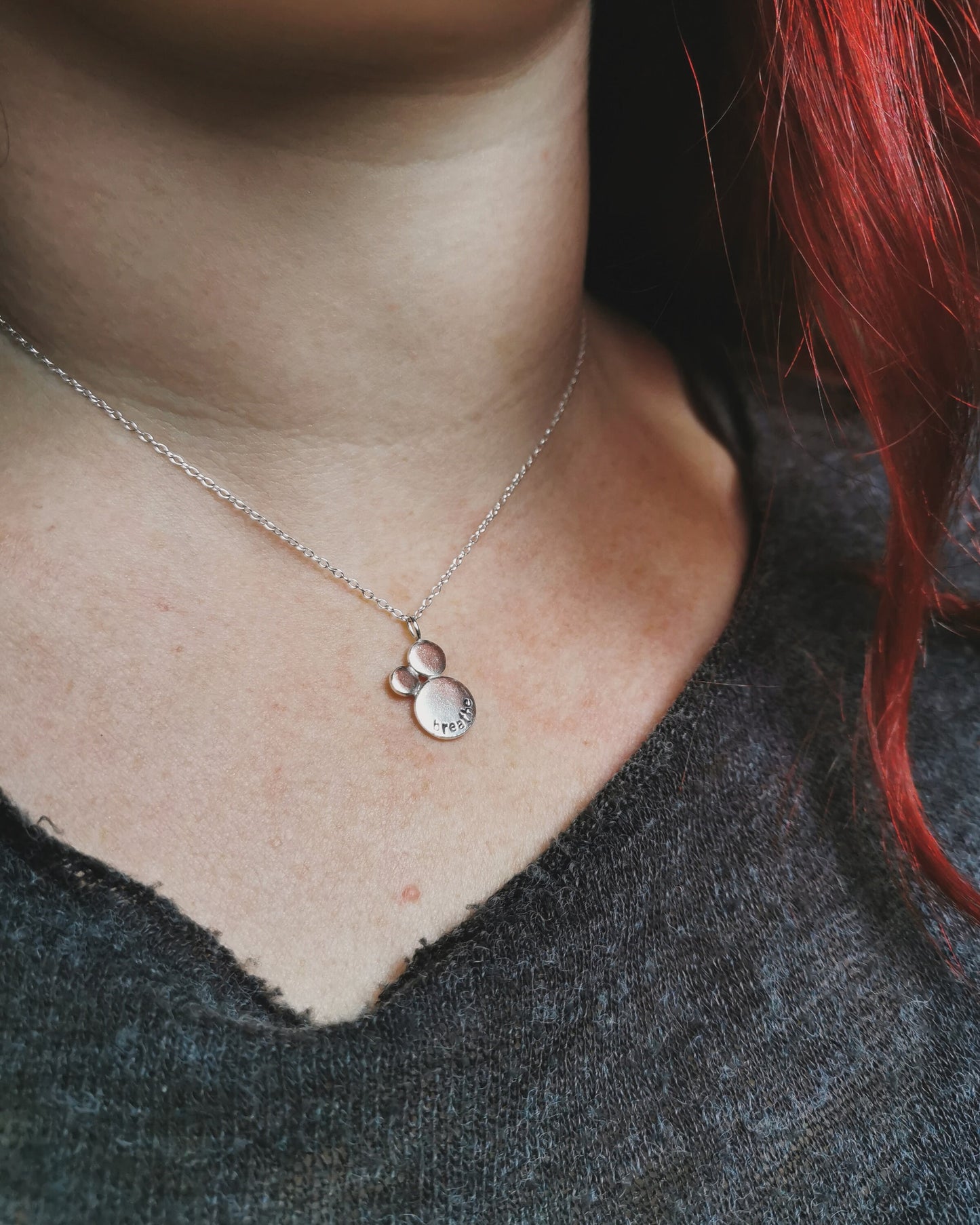 Recycled Silver Mantra BREATHE pendant