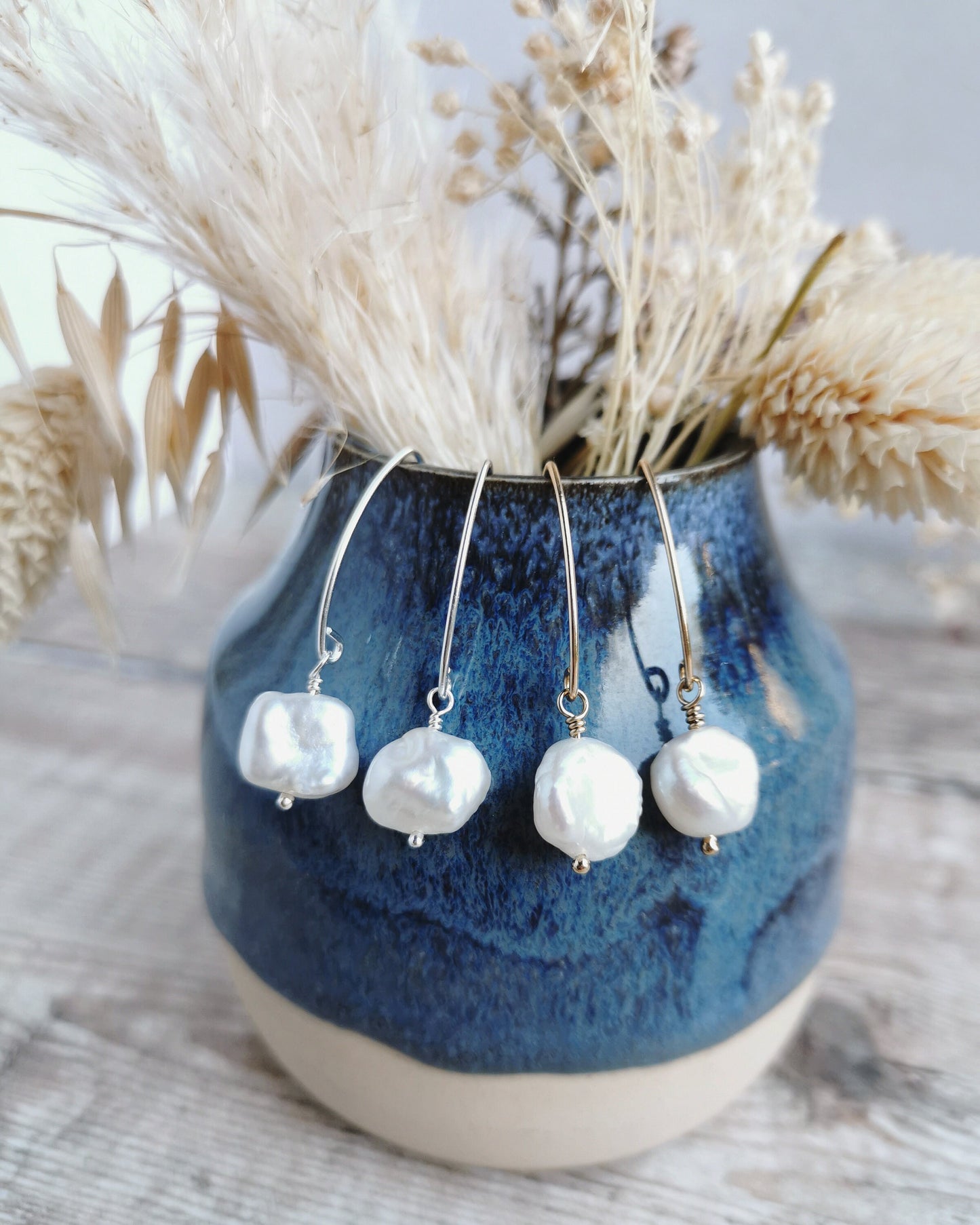 Small Keishi Pearl earrings - Silver or 14k Gold filled