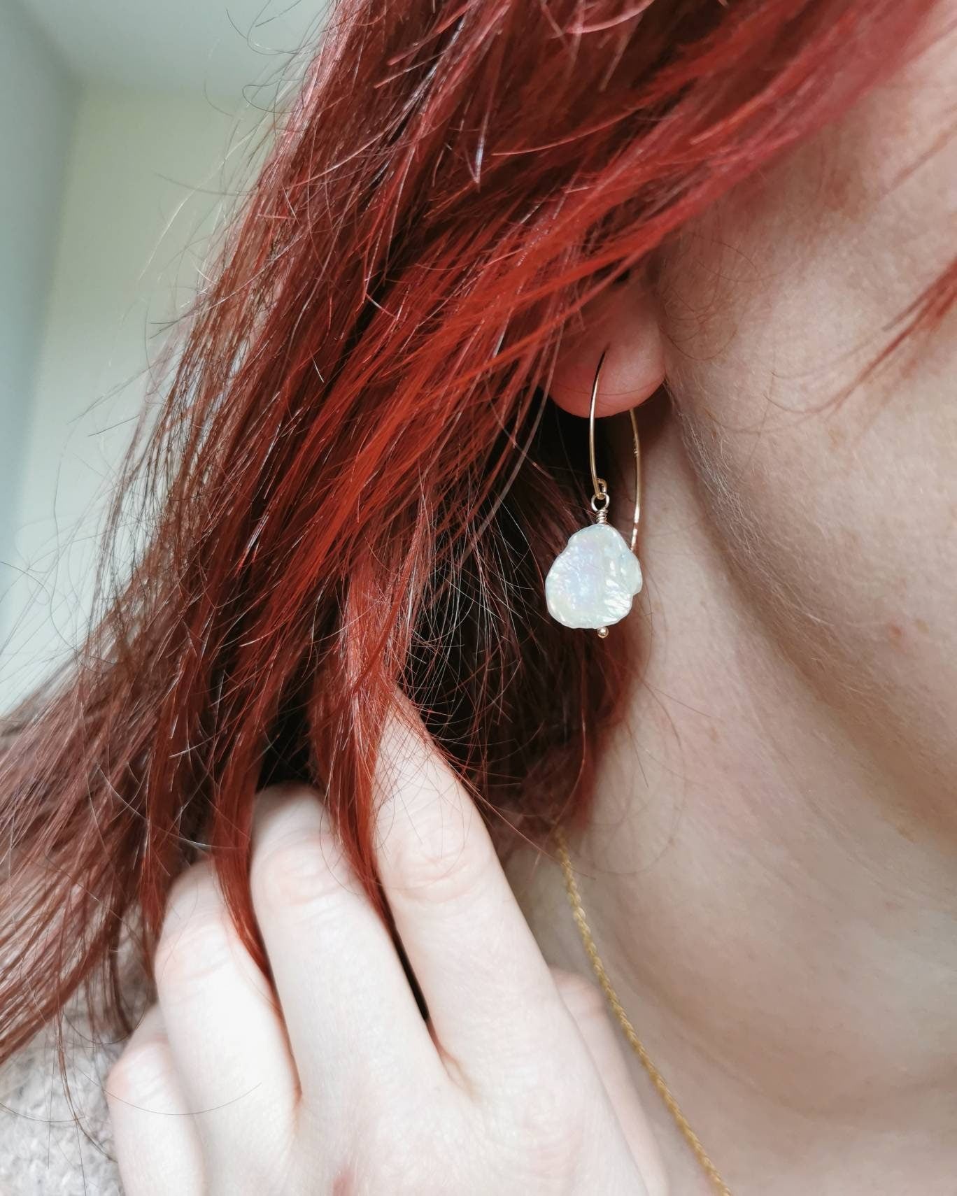 Large Keishi Pearl earrings - Silver or 14k Gold-filled
