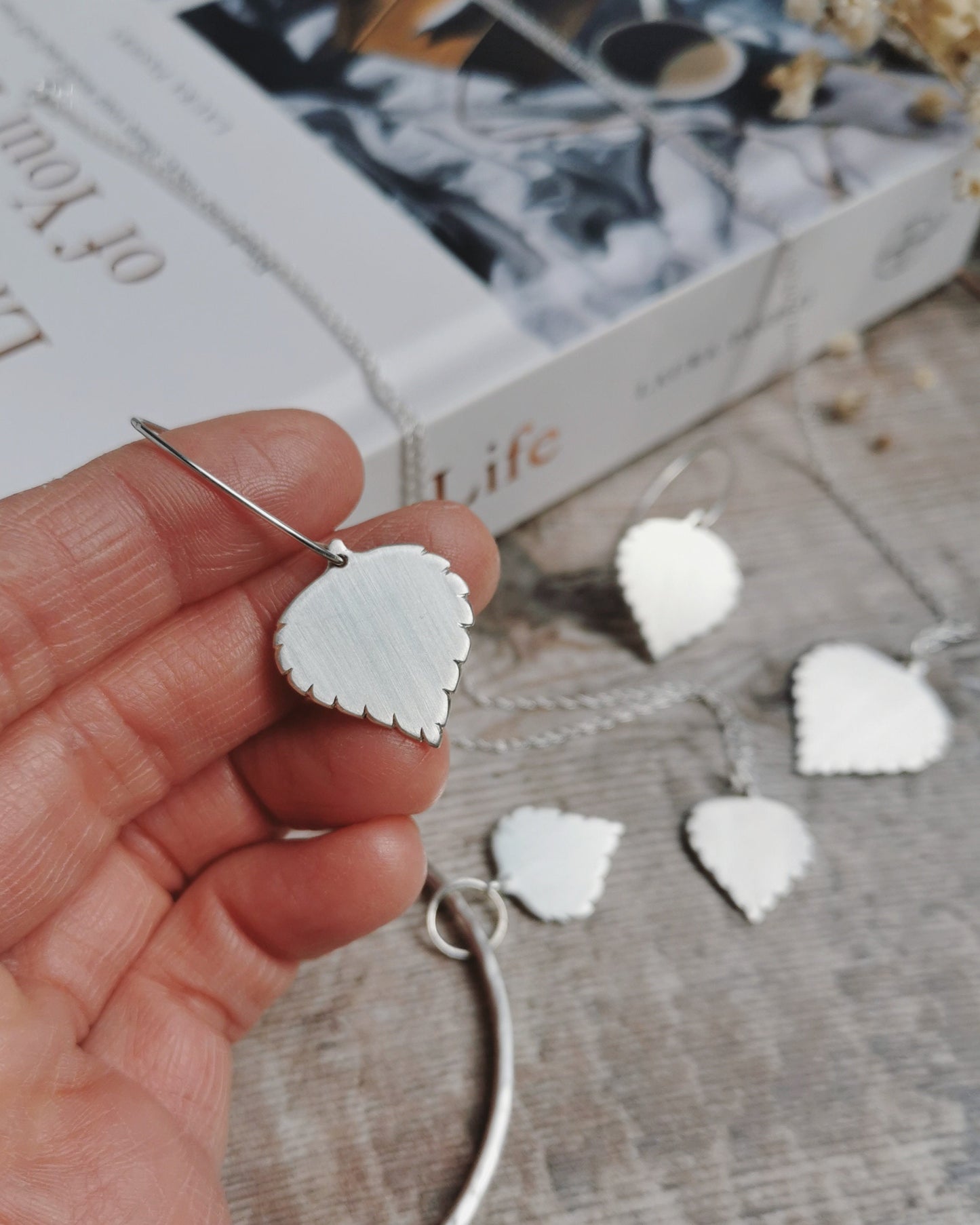 Silver Birch leaf Earrings