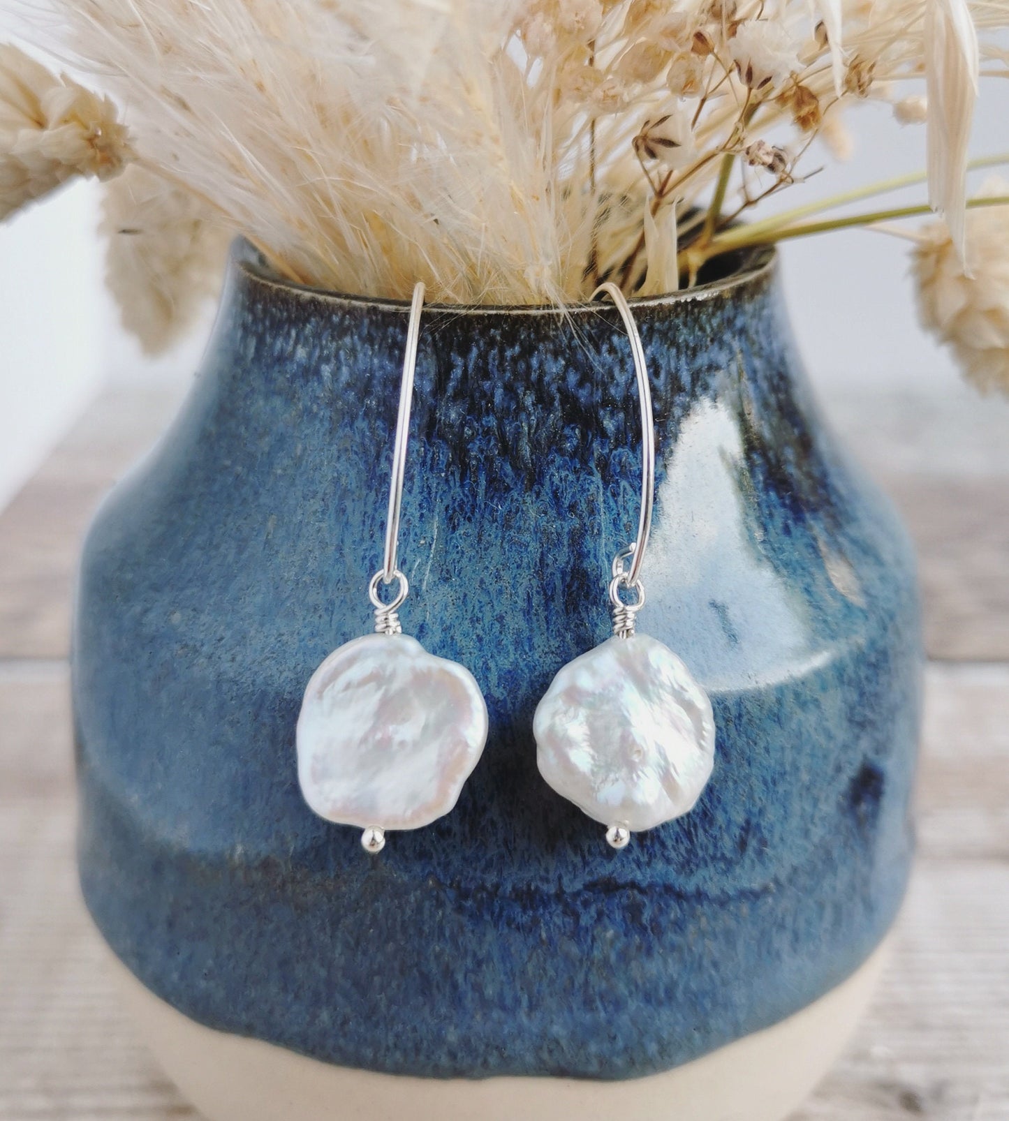 SET Large Keishi Pearl earrings & necklace set - Silver or 14k Gold-filled