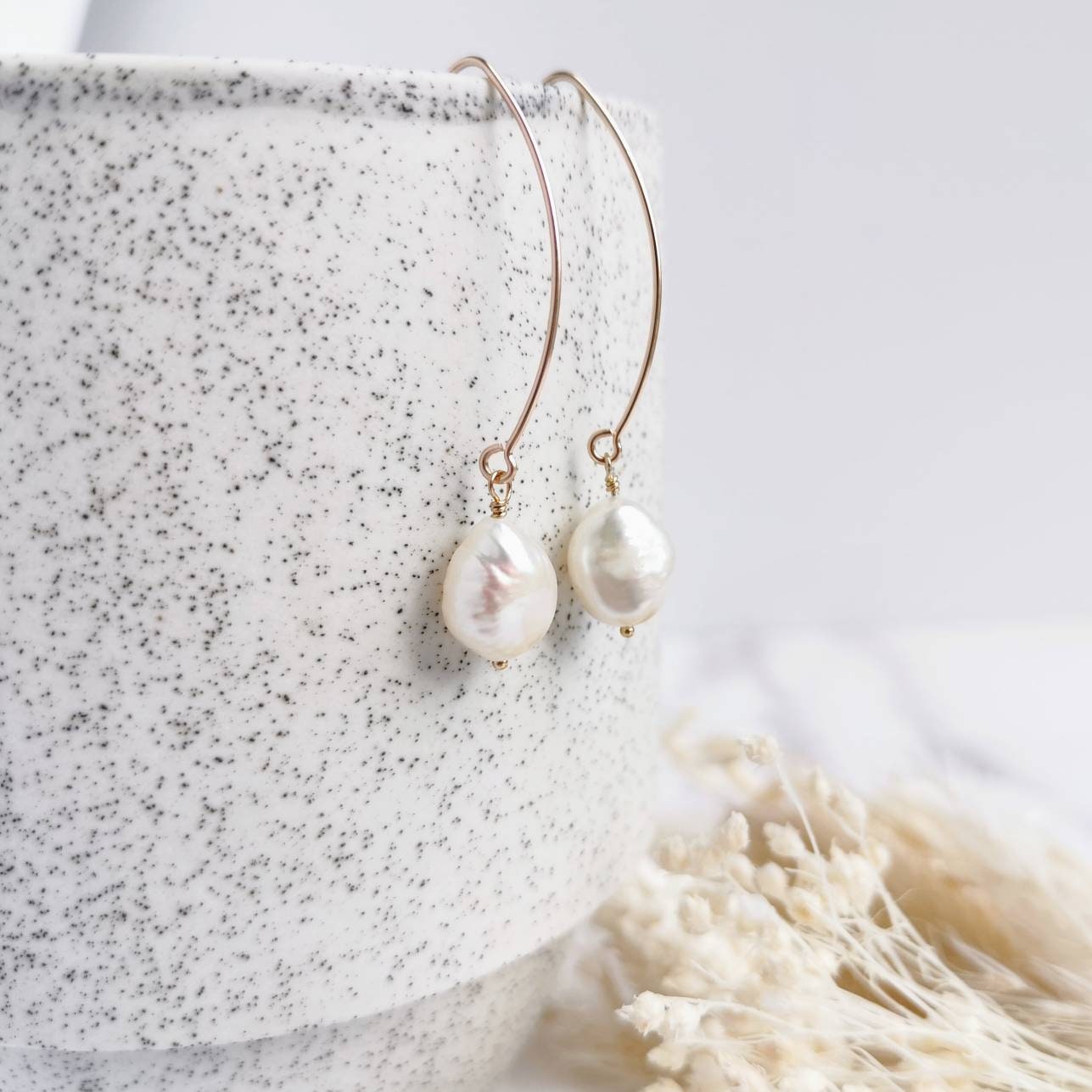 Baroque Pearl earrings - Sterling Silver or 14k Gold-filled