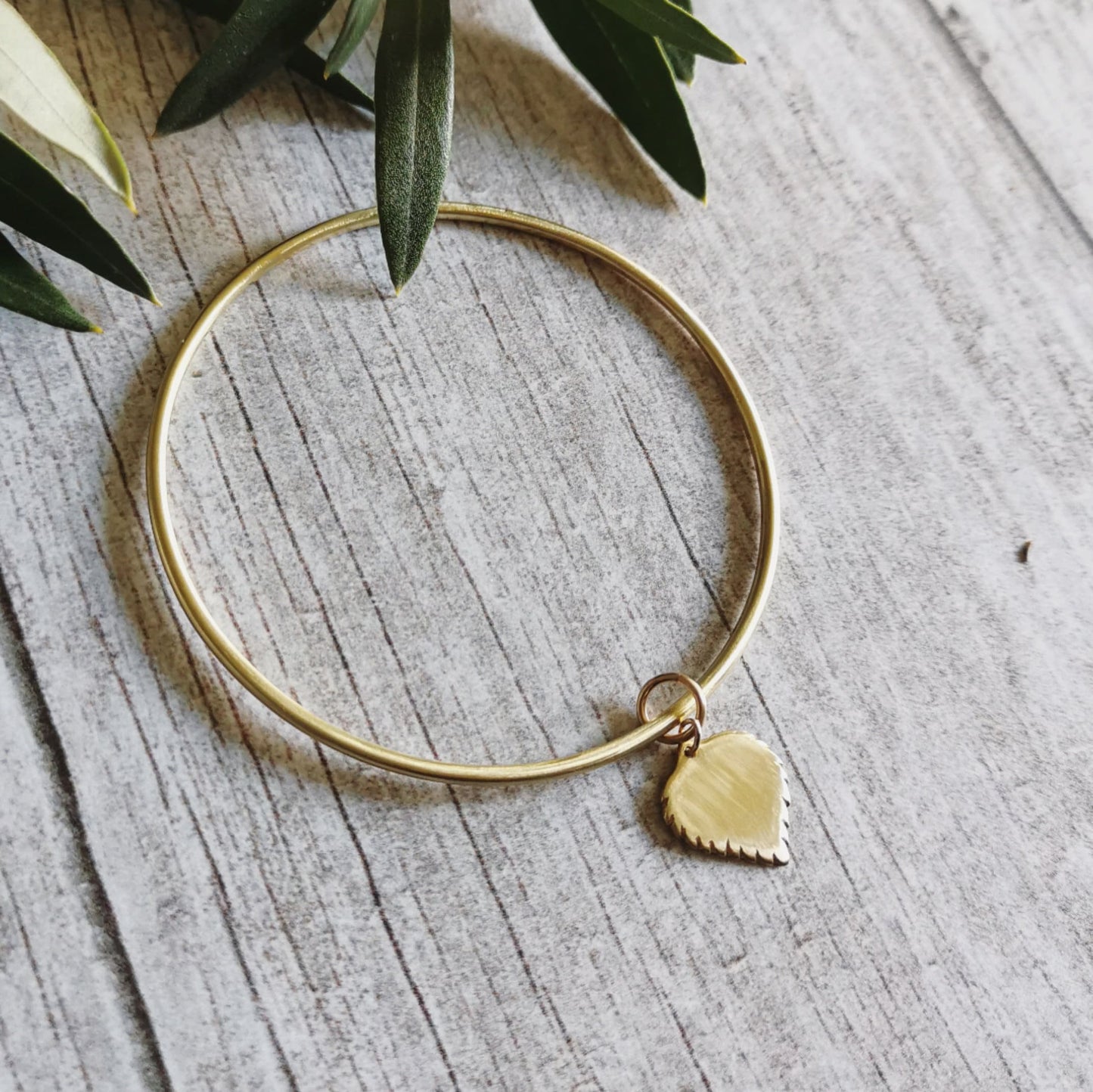 Brass Birch leaf Bangle