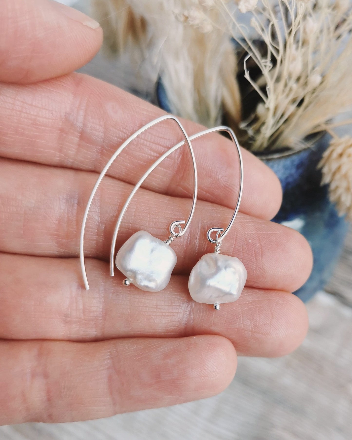 Small Keishi Pearl earrings - Silver or 14k Gold filled