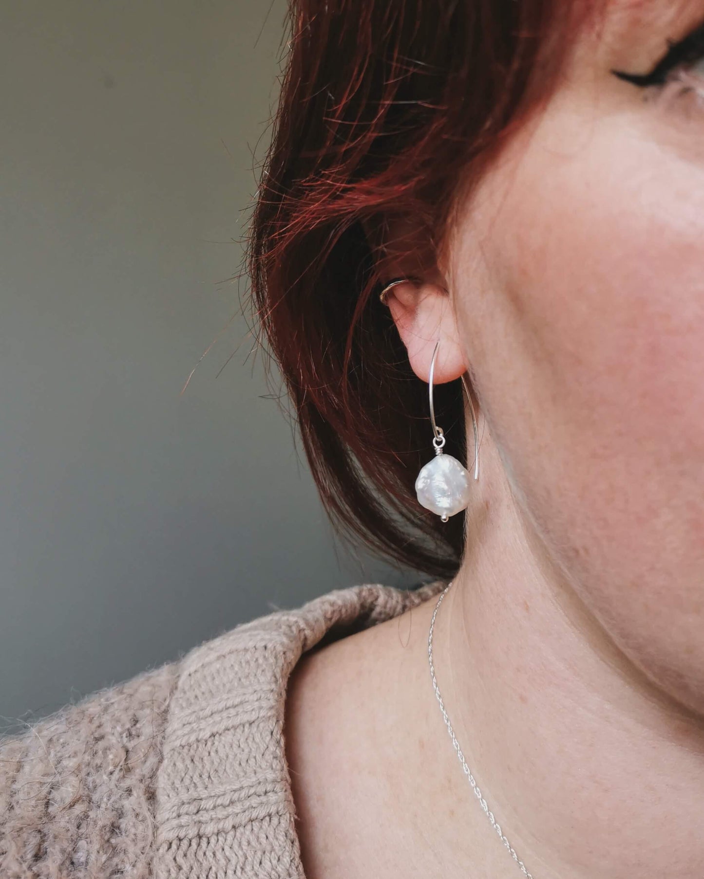 Large Keishi Pearl earrings - Silver or 14k Gold-filled