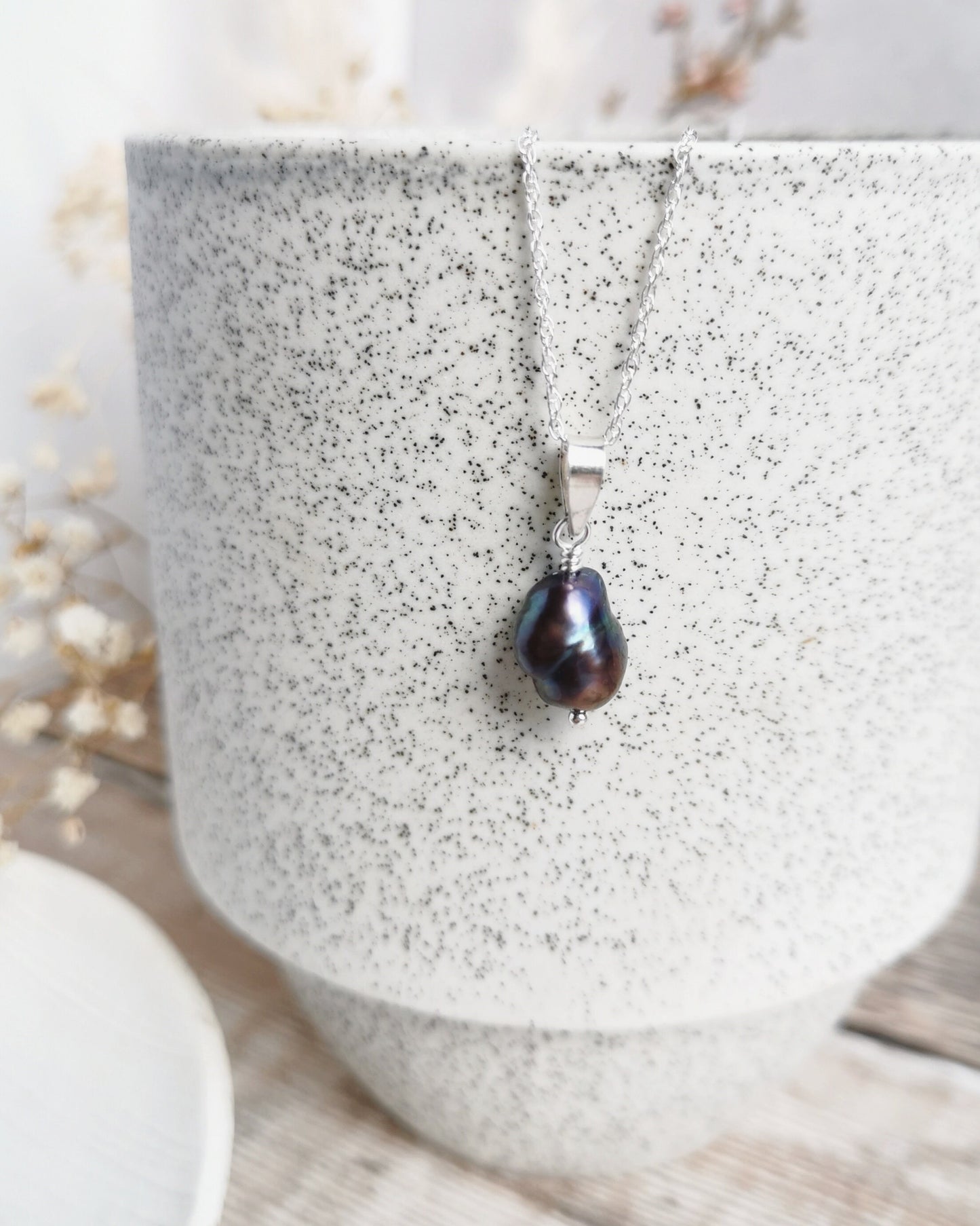 Peacock Baroque Pearl necklace - Silver or 14k Gold-filled