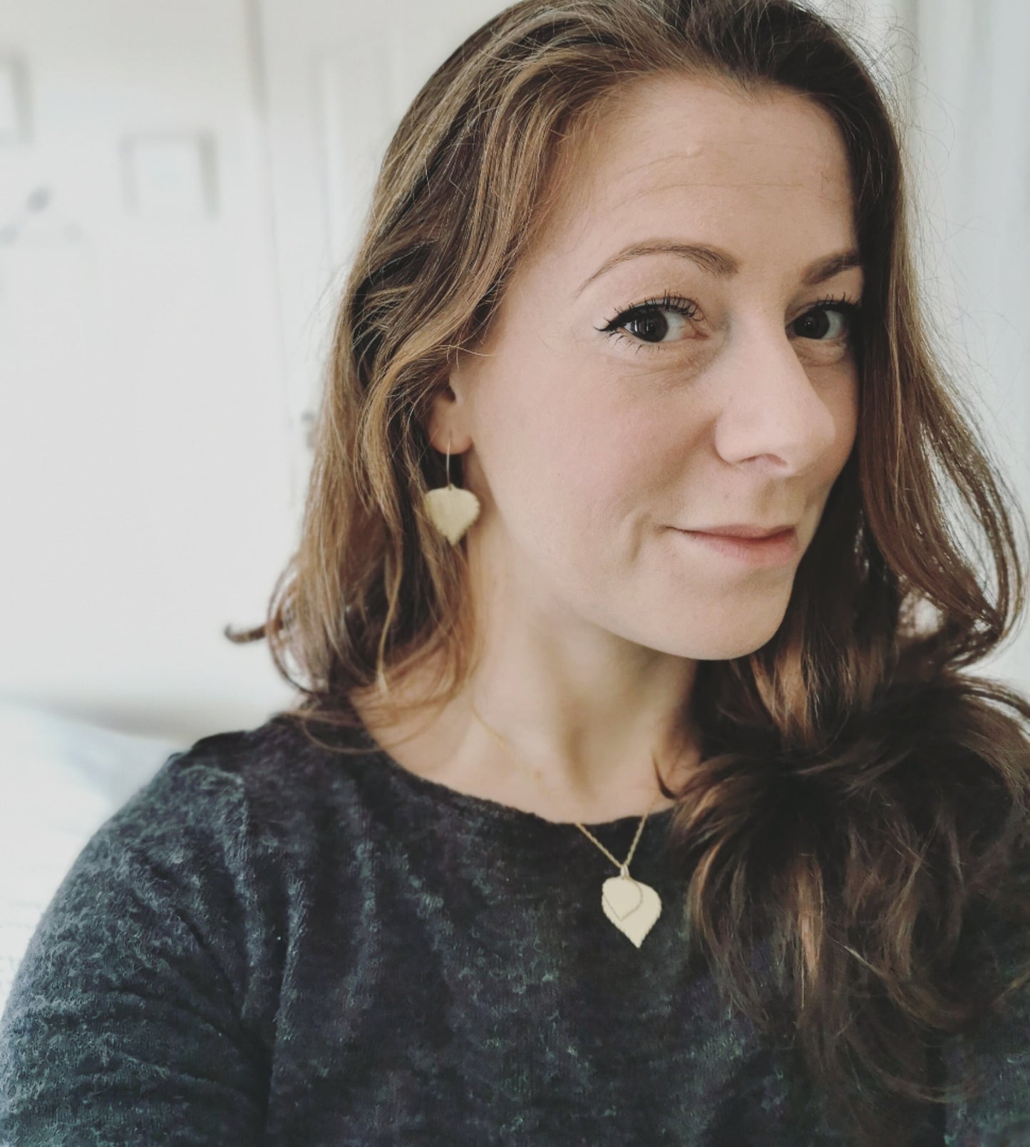 Large Brass Birch leaf Earrings