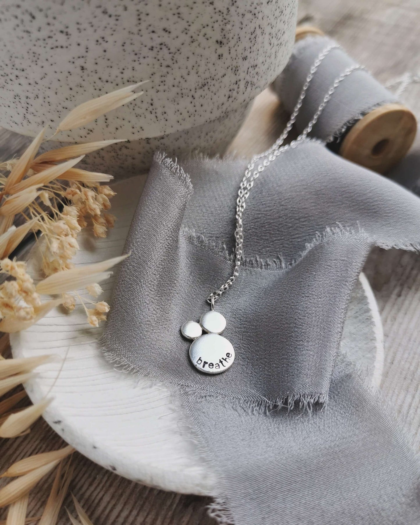 Recycled Silver Mantra BREATHE pendant