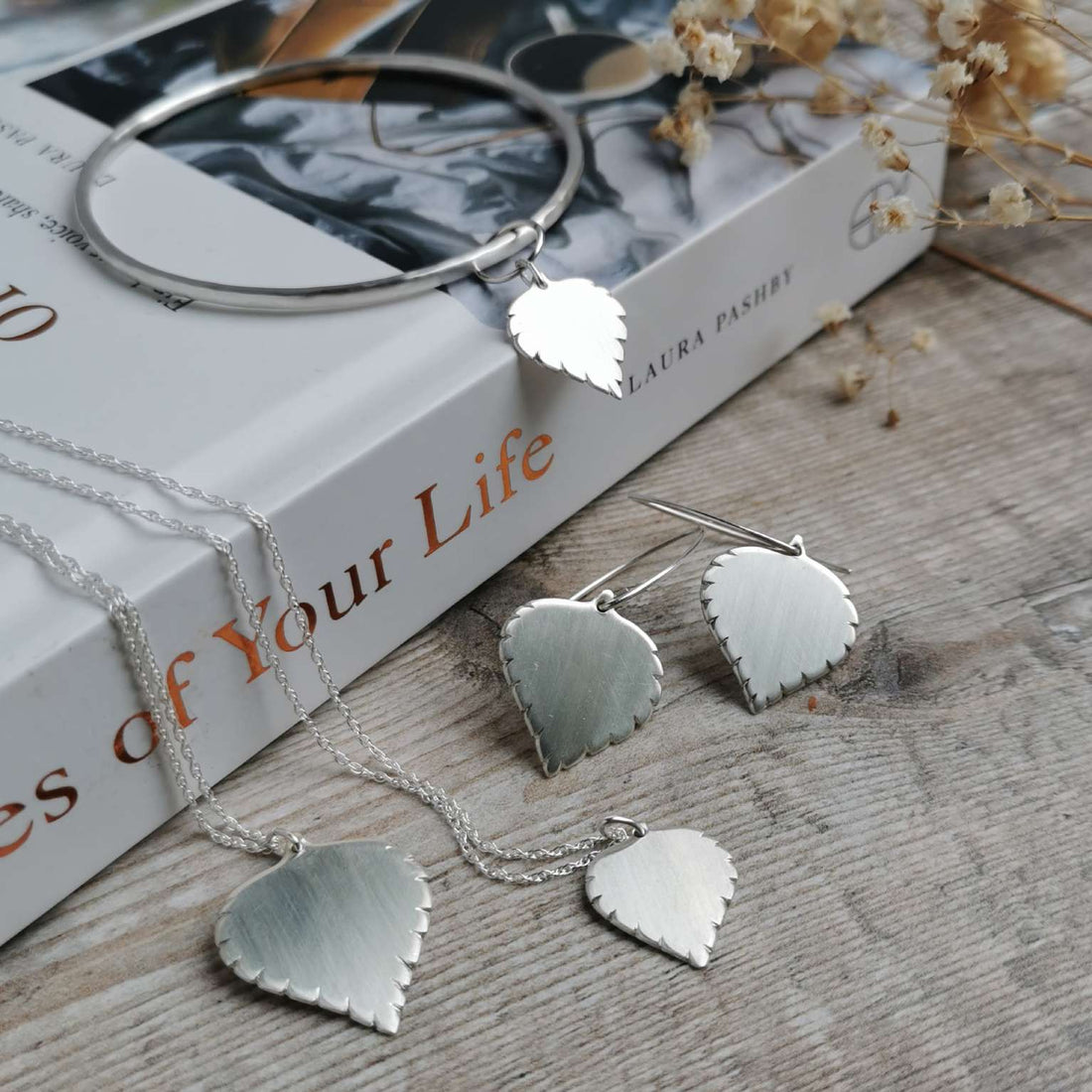 silver birch leaf jewellery collection by Cat Birch
