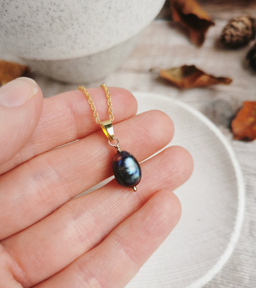 Peacock Baroque Pearl necklace - Silver or 14k Gold-filled