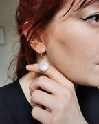 Large Coin Pearl earrings - Silver or 14k Gold-filled