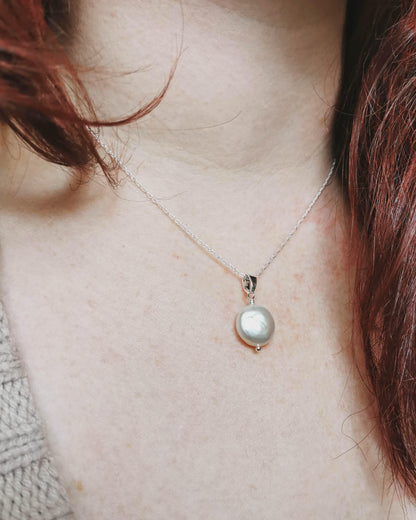 Small Coin Pearl pendant - Silver or 14k Gold-filled