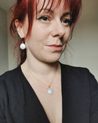 Large Coin Pearl earrings and necklace set in 14k Gold fill or Silver