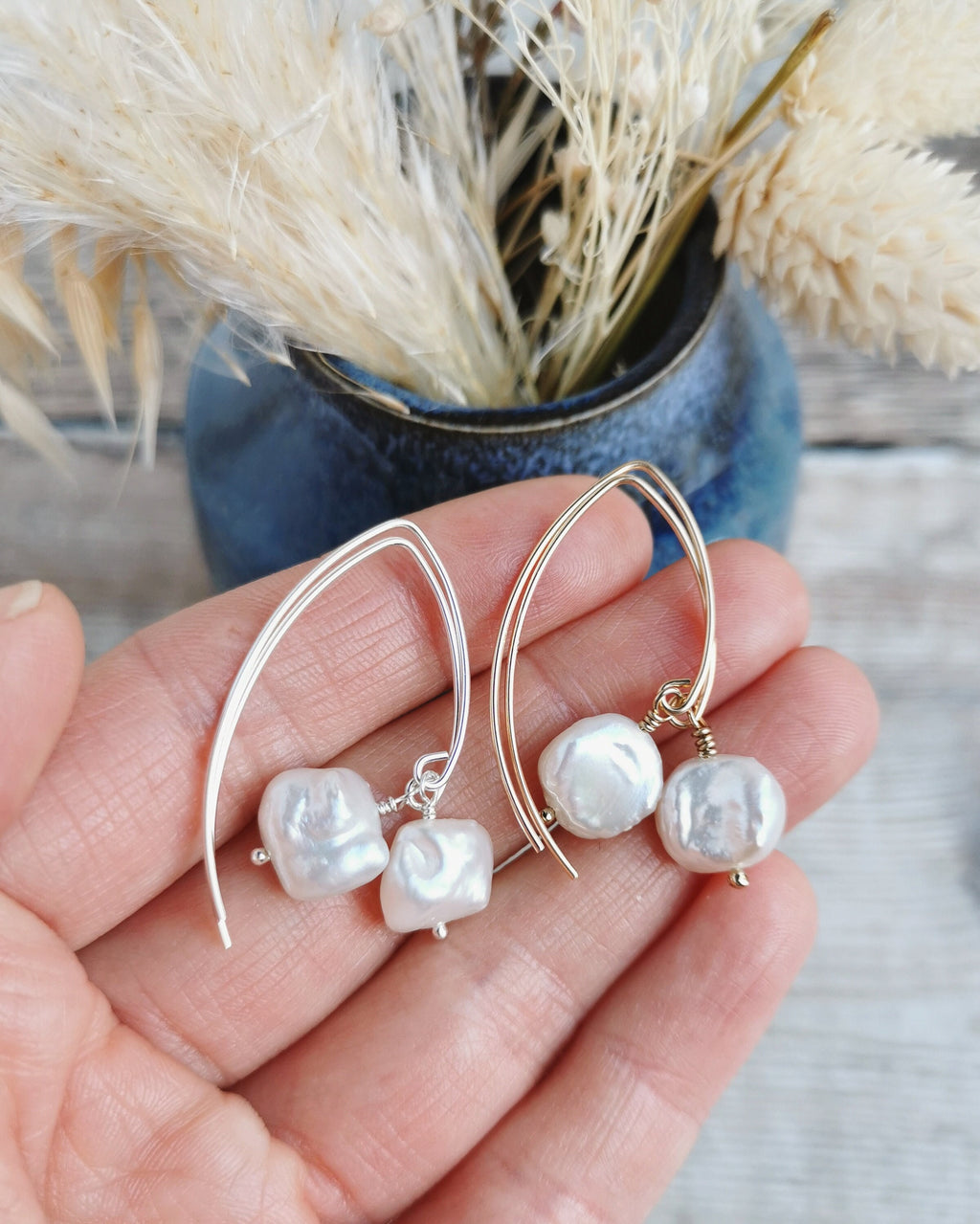 Small Keishi Pearl earrings - Silver or 14k Gold fill