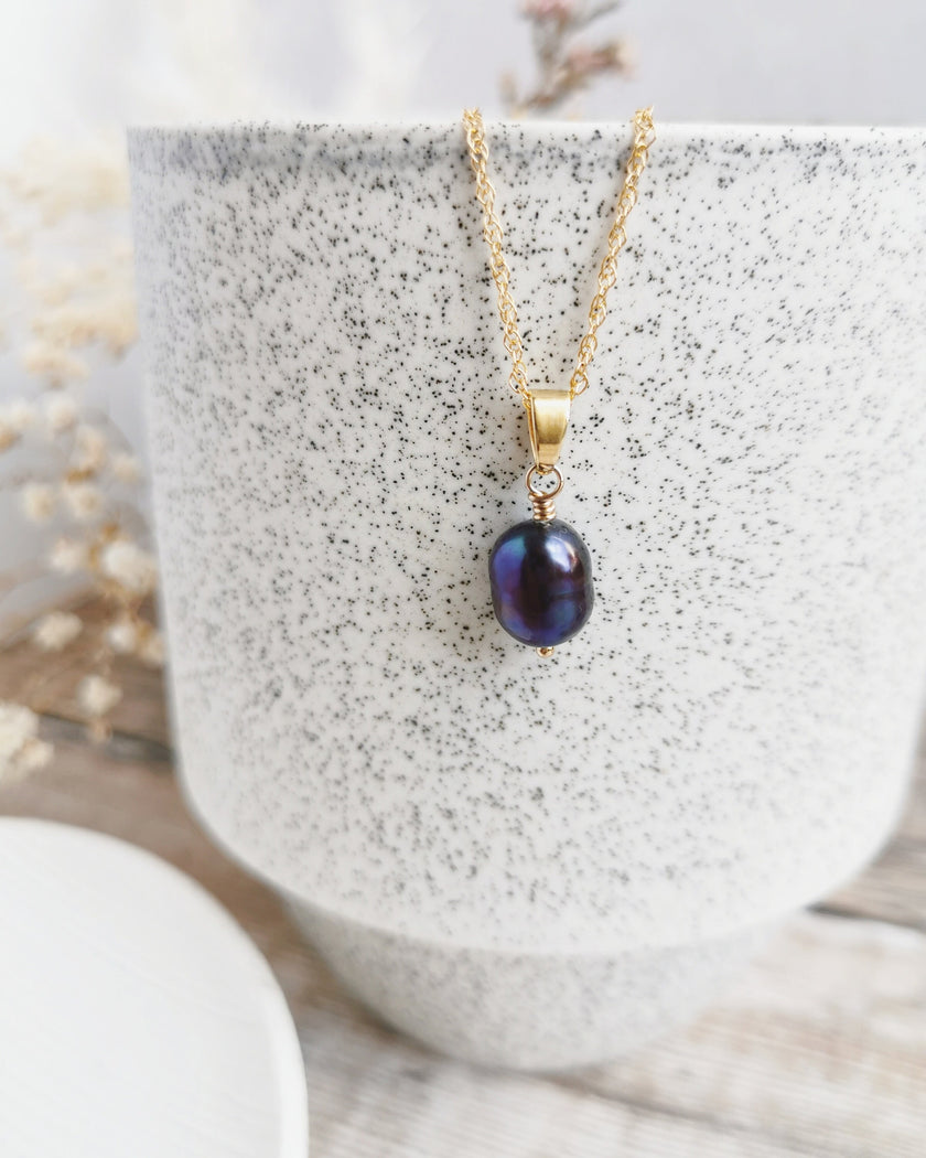 Peacock Baroque Pearl necklace - Silver or 14k Gold-filled