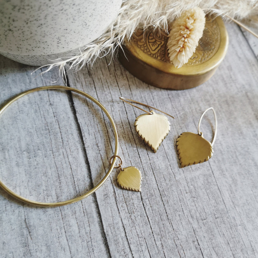 Brass Birch leaf Bangle