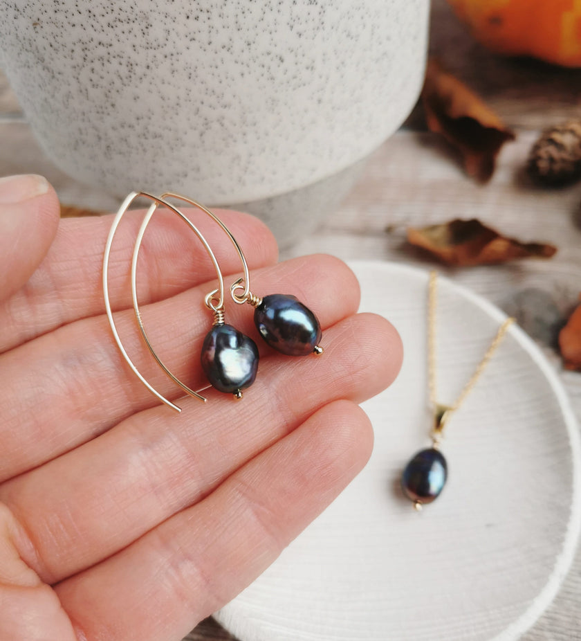 Peacock Baroque Pearl earrings - Silver or 14k Gold-filled