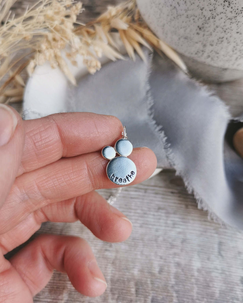 Silver Mantra 'Breathe' pendant
