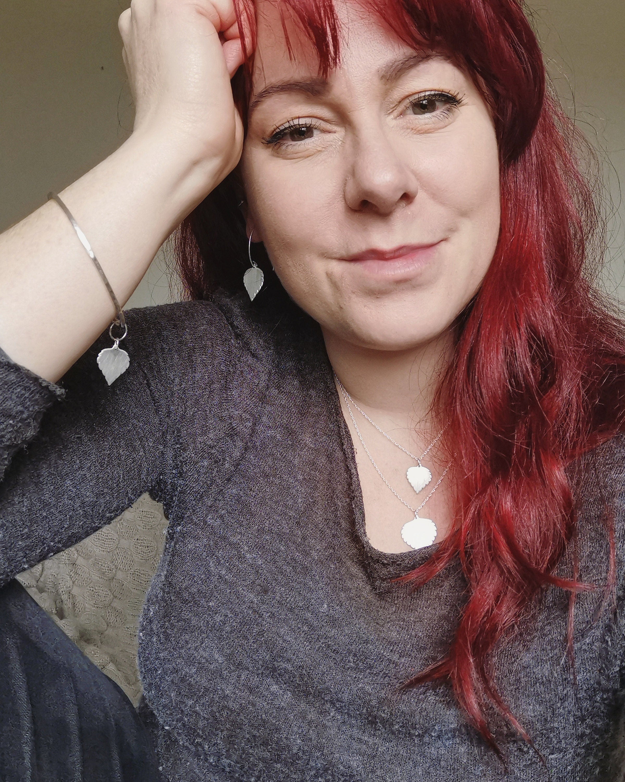 Silver Birch leaf Earrings