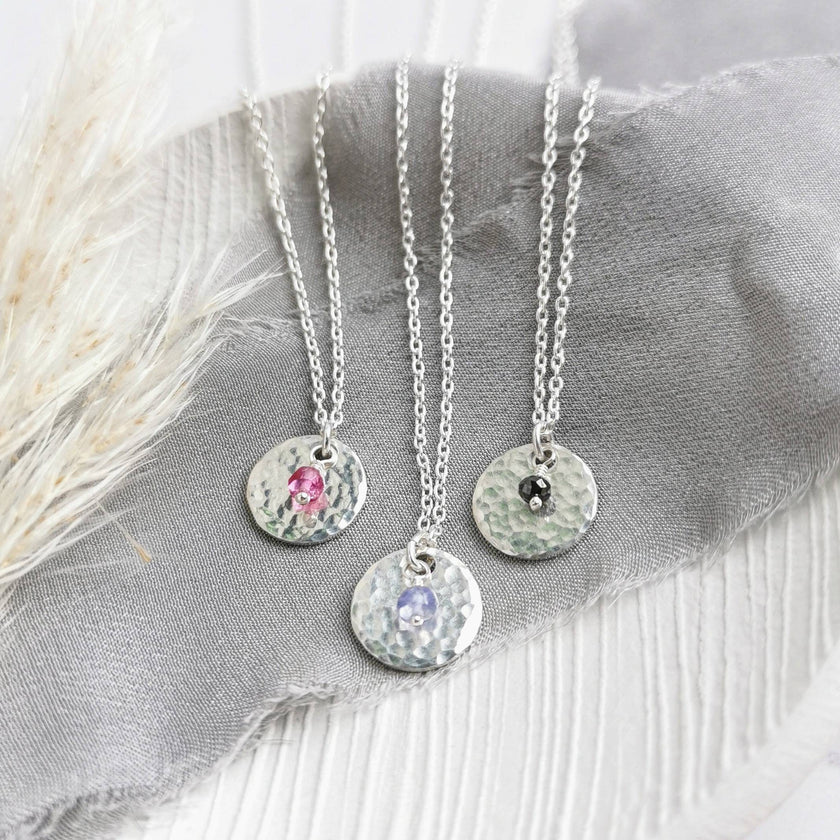 Personalised Silver Birthstone necklace
