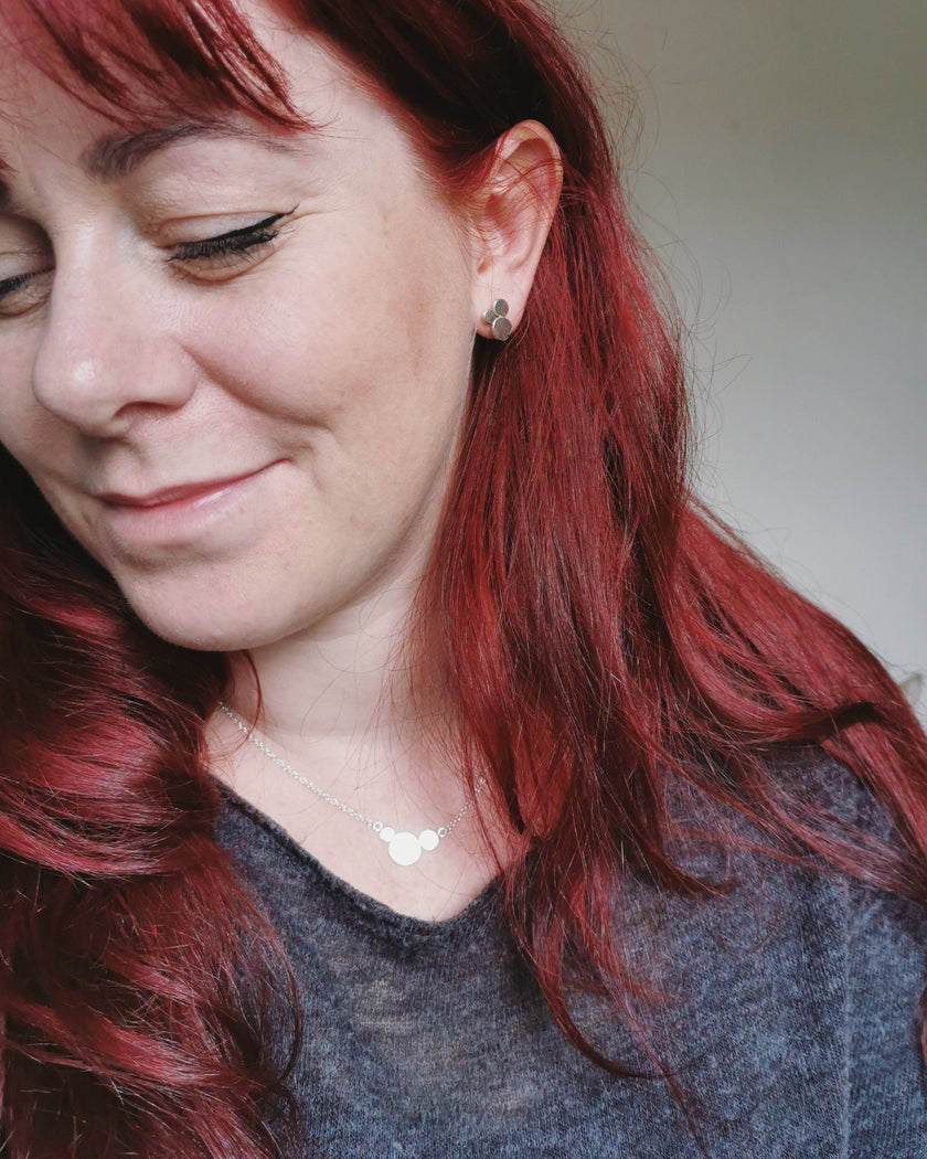 Silver mantra 'Listen' stud earrings