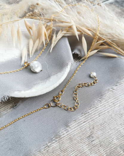 Ivory Baroque Pearl pendant - Silver or 14k Gold-filled