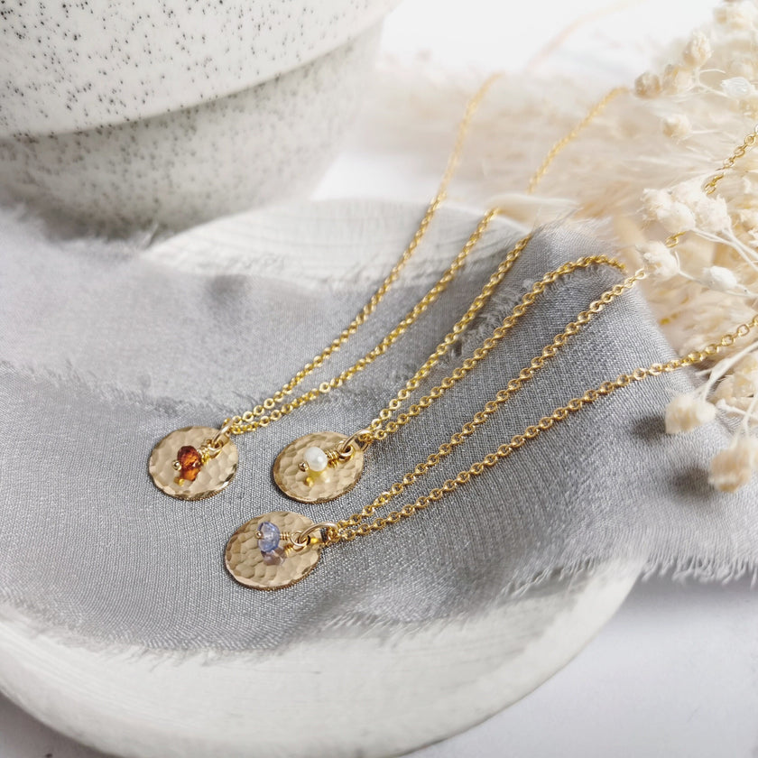 Personalised Gold Birthstone necklace