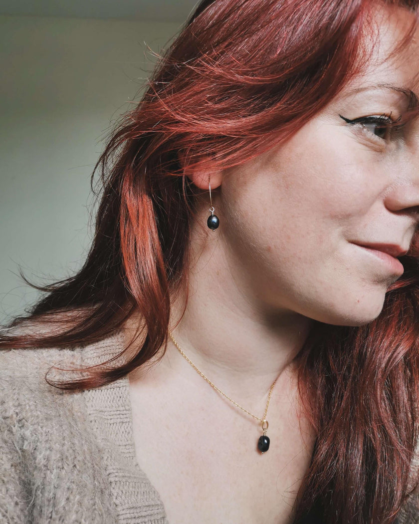 Peacock Baroque Pearl earrings and necklace set - in Silver or 14k Gold-filled