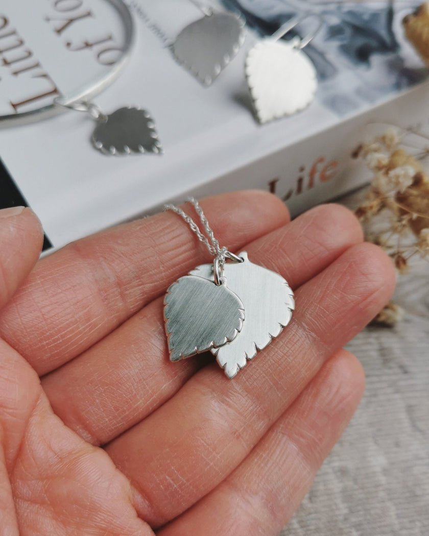 Silver Birch Leaf Double Necklace