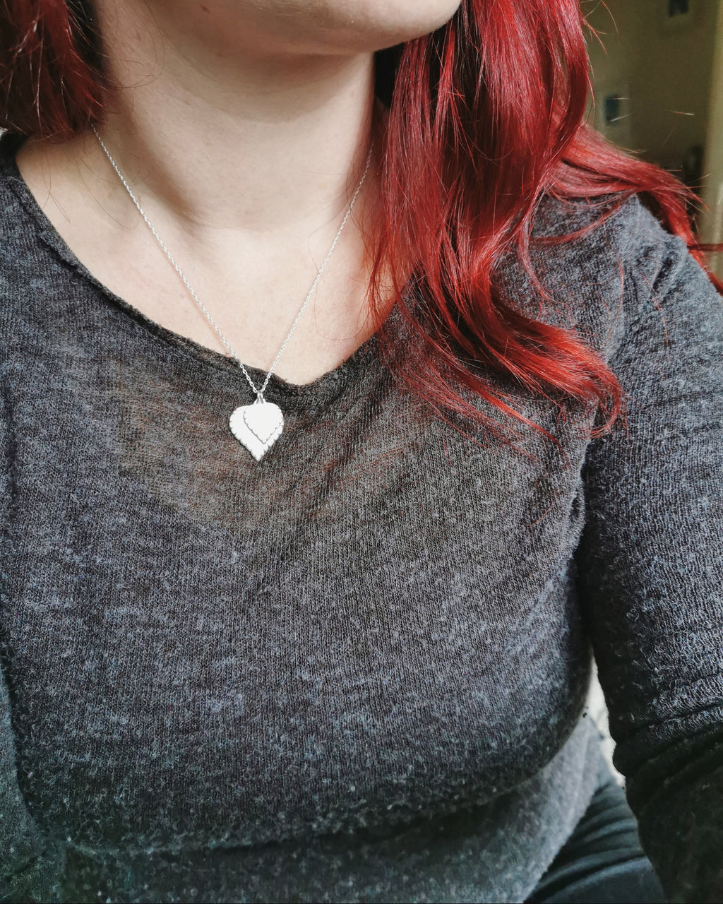 Silver Birch Leaf Double Necklace