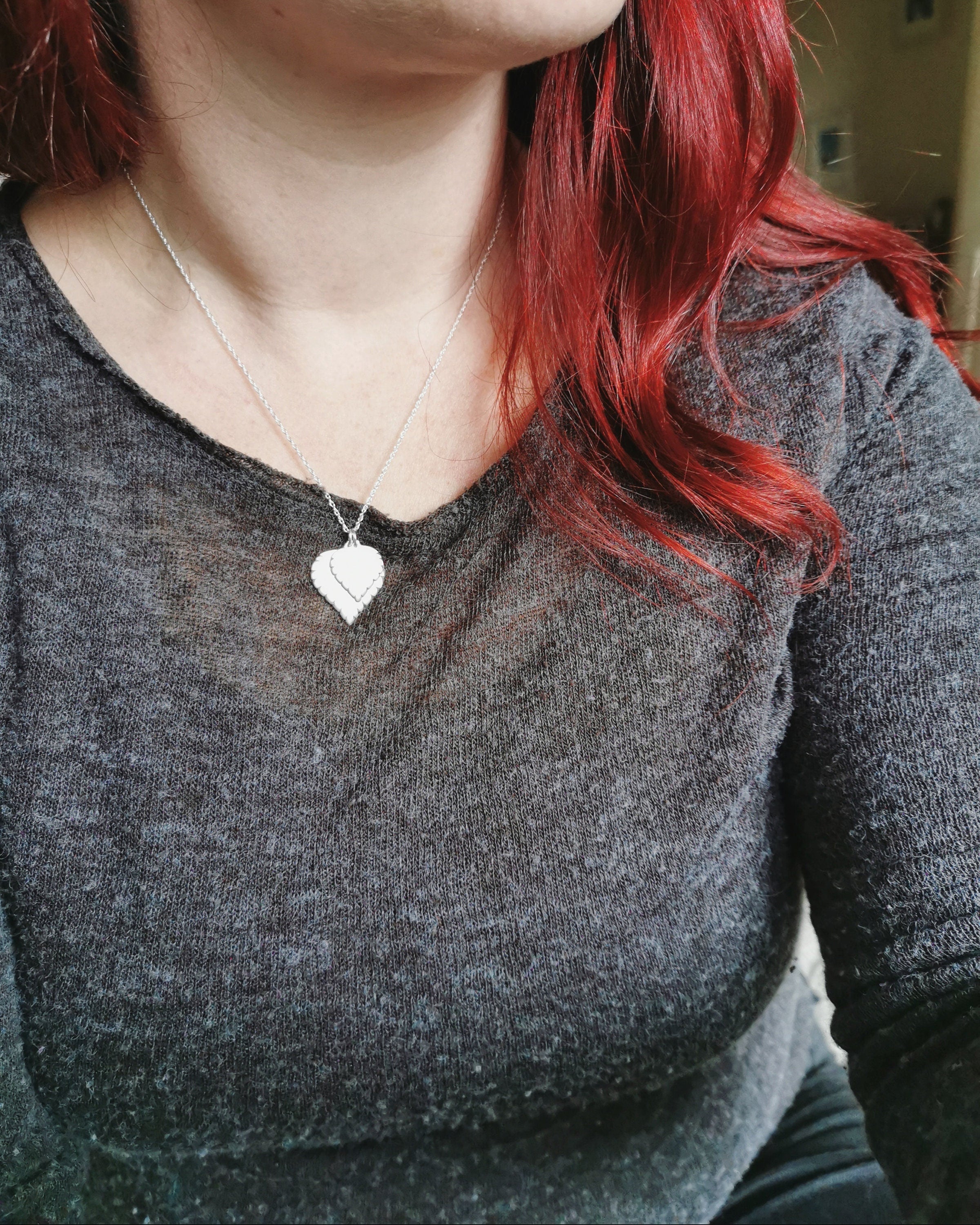 Silver Birch Leaf Double Necklace