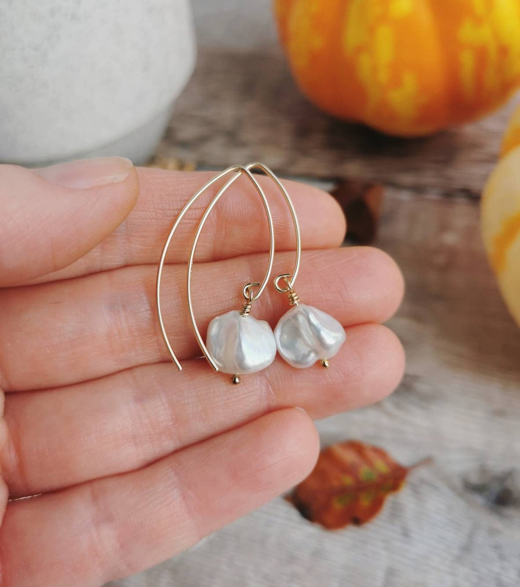 Small Keishi Pearl earrings - Silver or 14k Gold fill