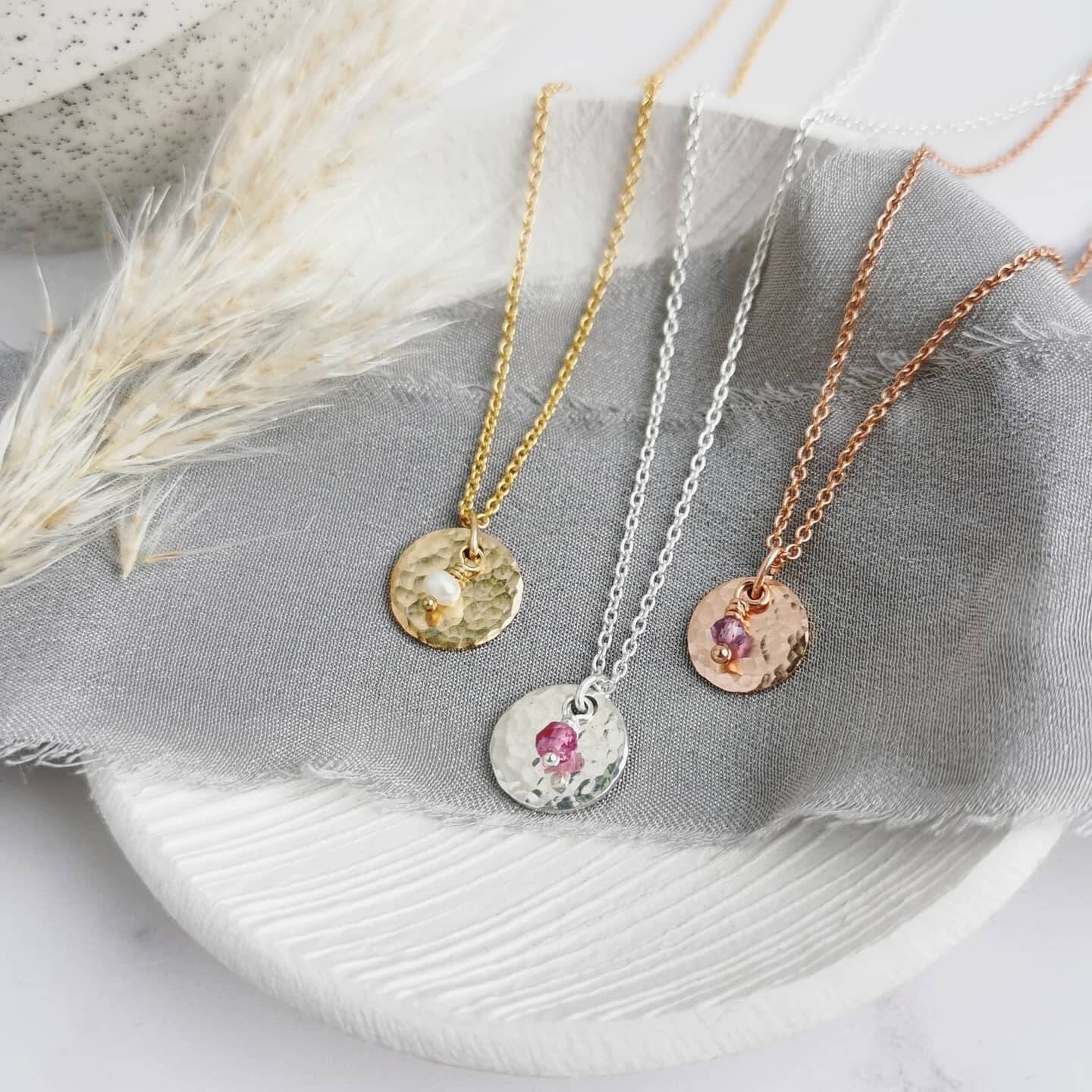 Personalised Silver Birthstone necklace