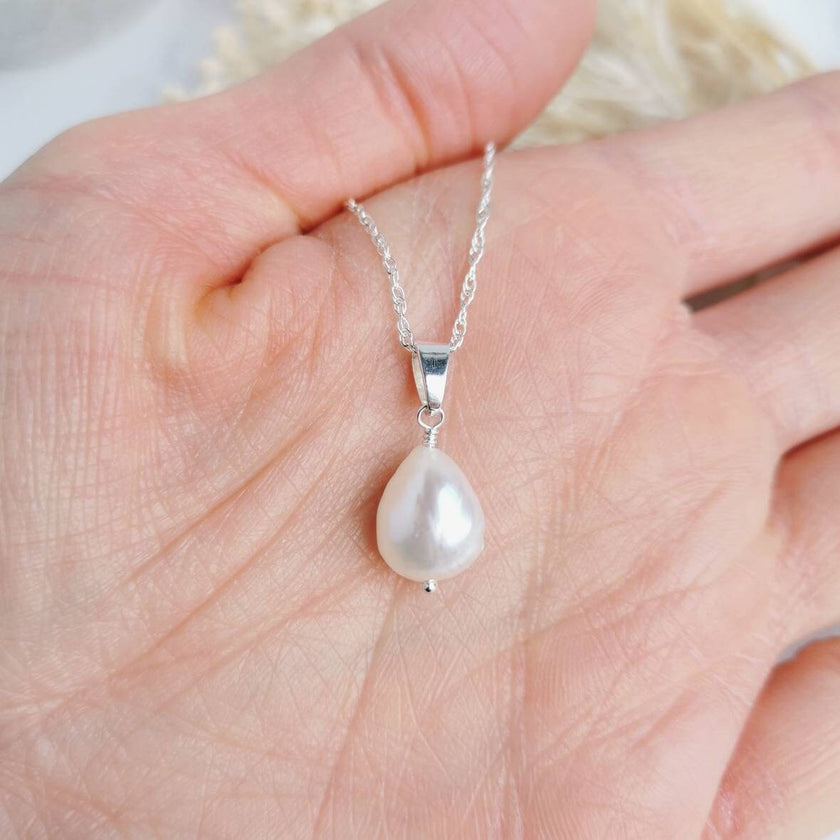 Ivory Baroque Pearl pendant - Silver or 14k Gold-filled
