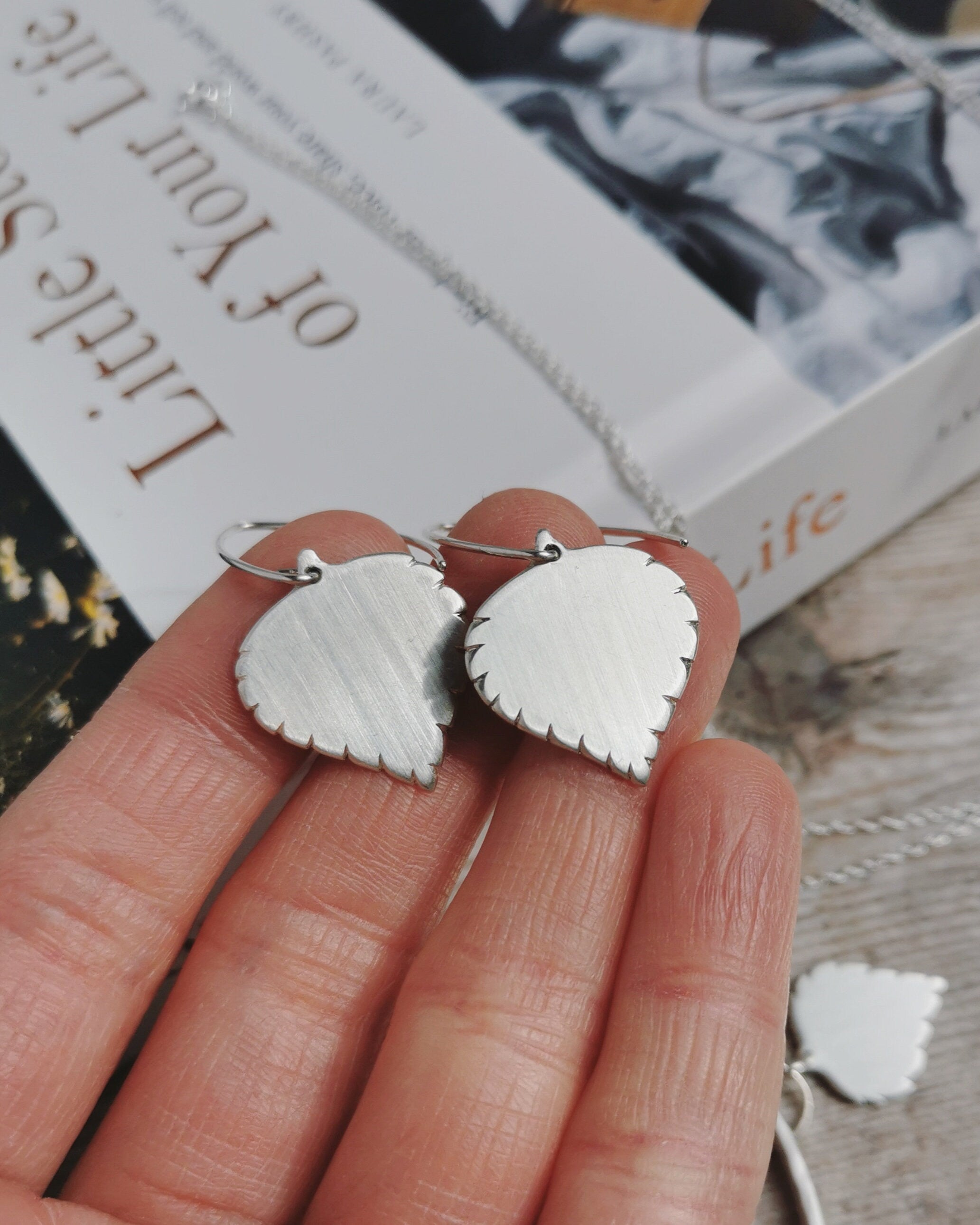 Silver Birch leaf Earrings