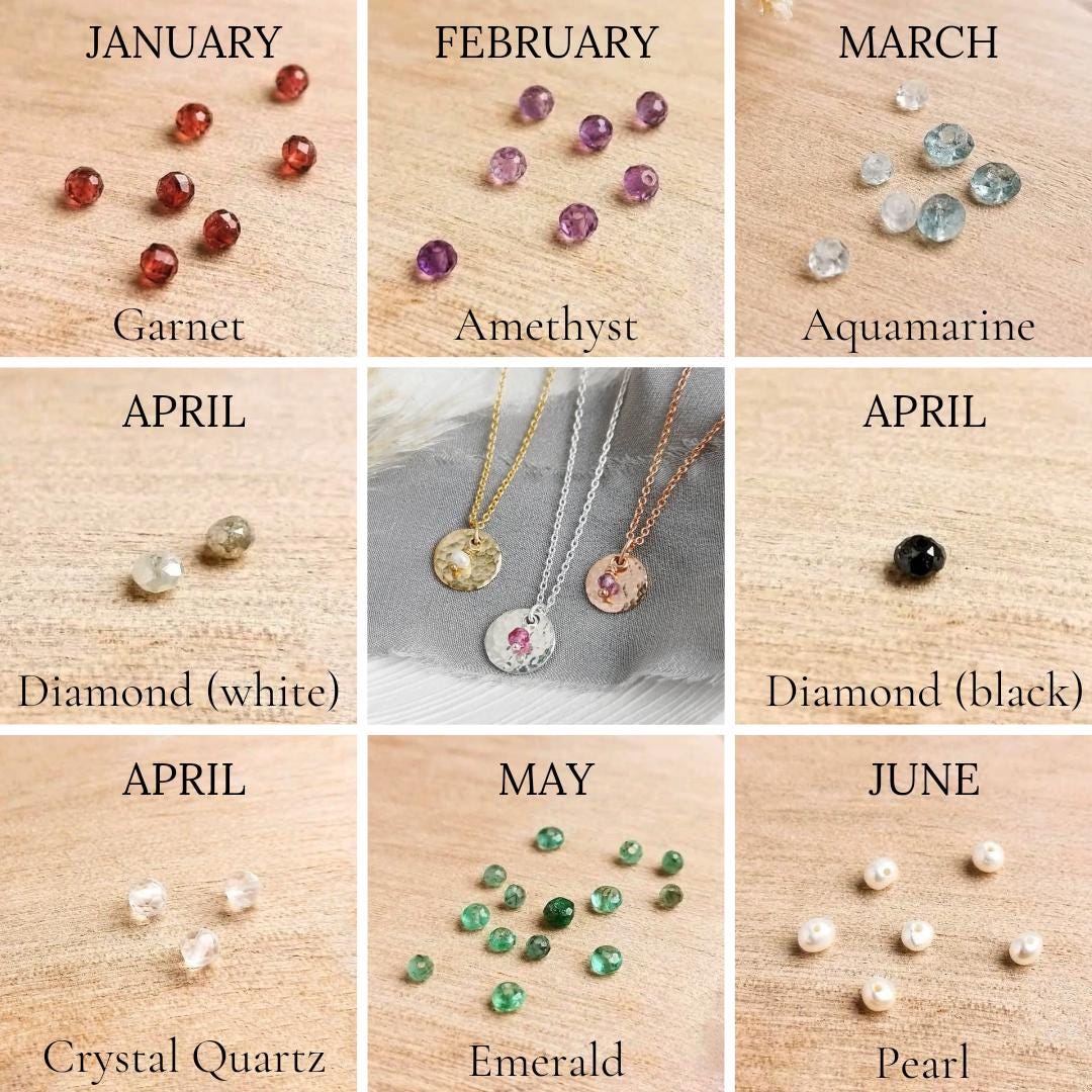 Personalised Gold Birthstone necklace