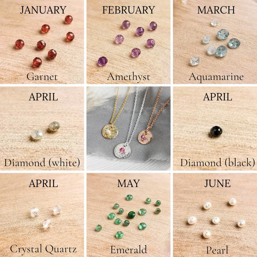 Personalised Gold Birthstone necklace