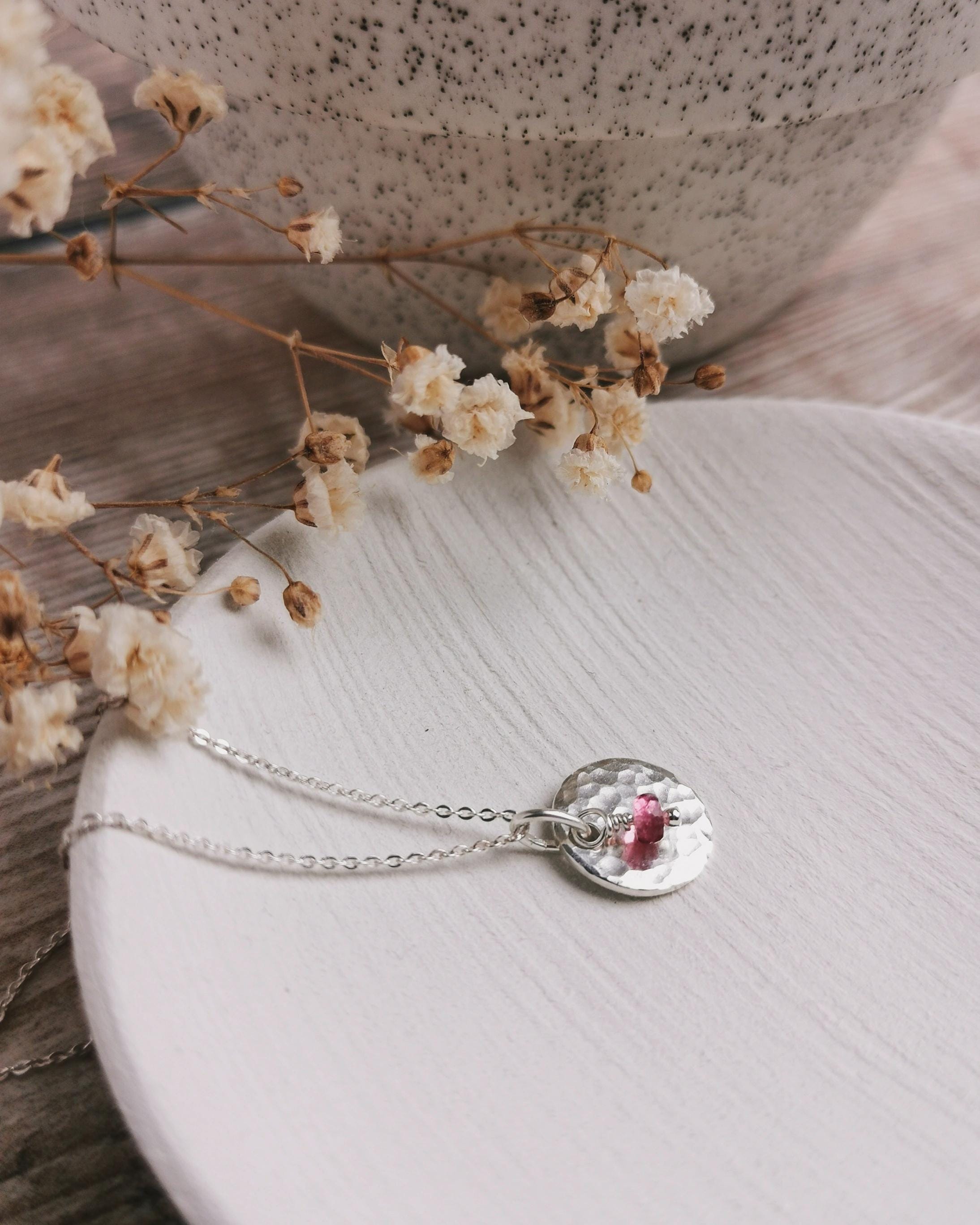 Personalised Silver Birthstone necklace