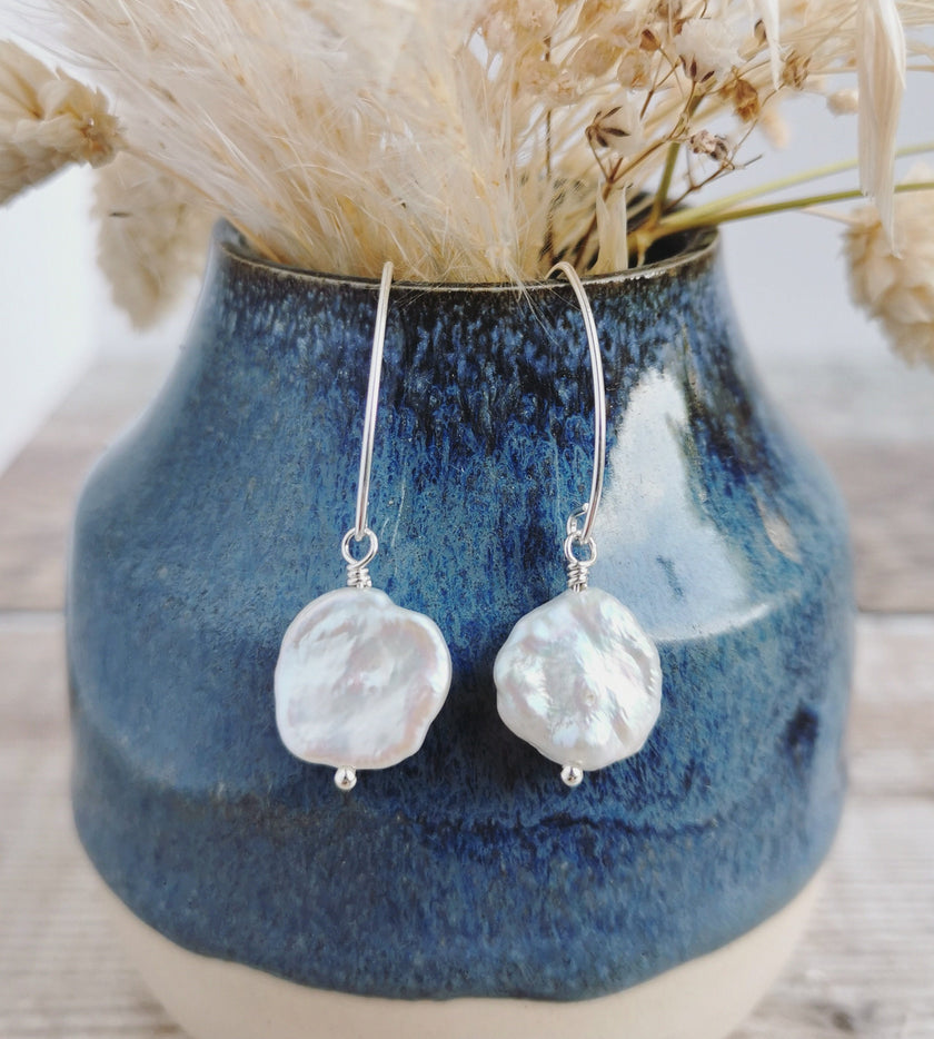 Large Keishi Pearl earrings & necklace set - Silver or 14k Gold-filled