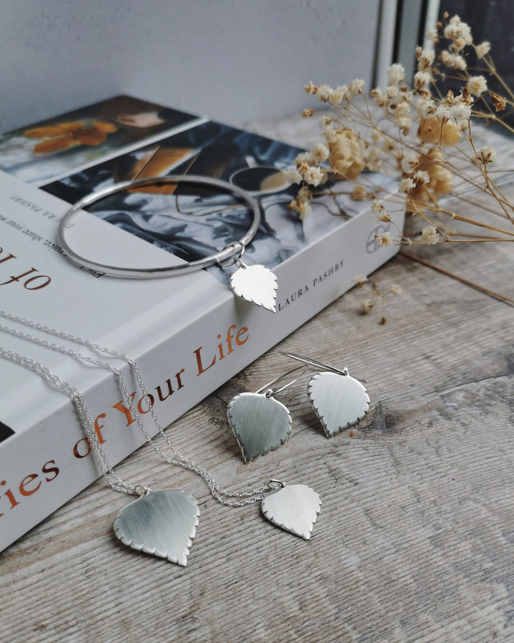 Silver Birch leaf Earrings