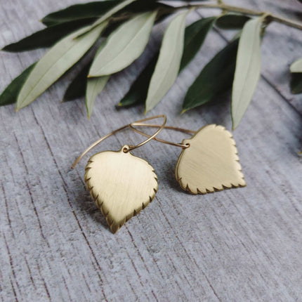 Brass Birch leaf Earrings