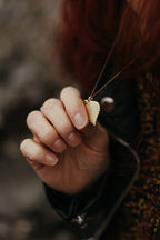 Double Brass Birch leaf Necklace