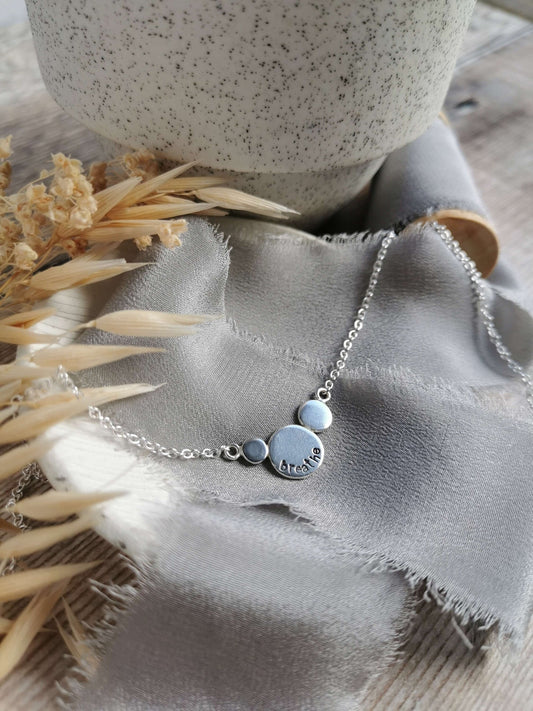 Recycled Silver Mantra BREATHE necklace
