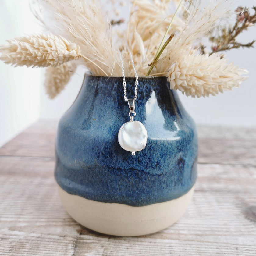 Large Keishi Pearl earrings & necklace set - Silver or 14k Gold-filled