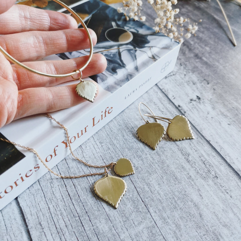 Brass Birch leaf Bangle