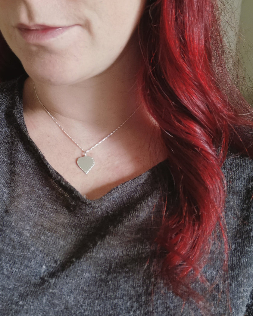 Small Silver Birch leaf Necklace