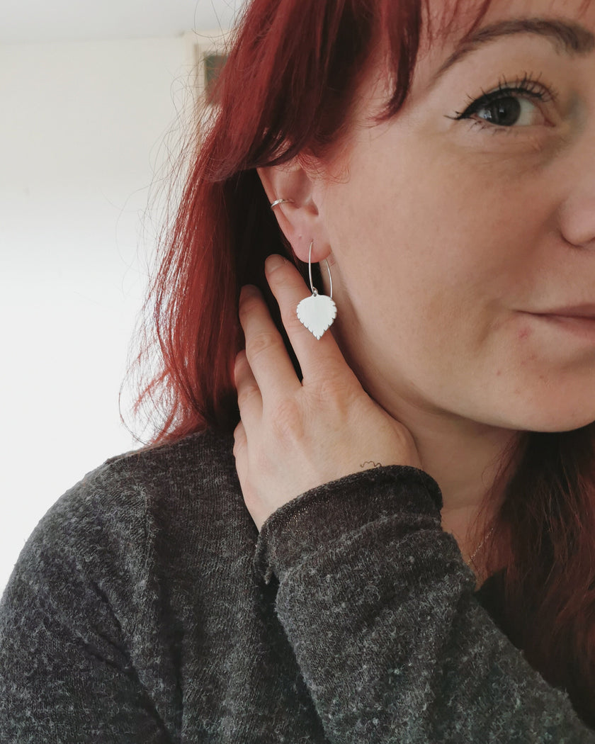Silver Birch leaf Earrings