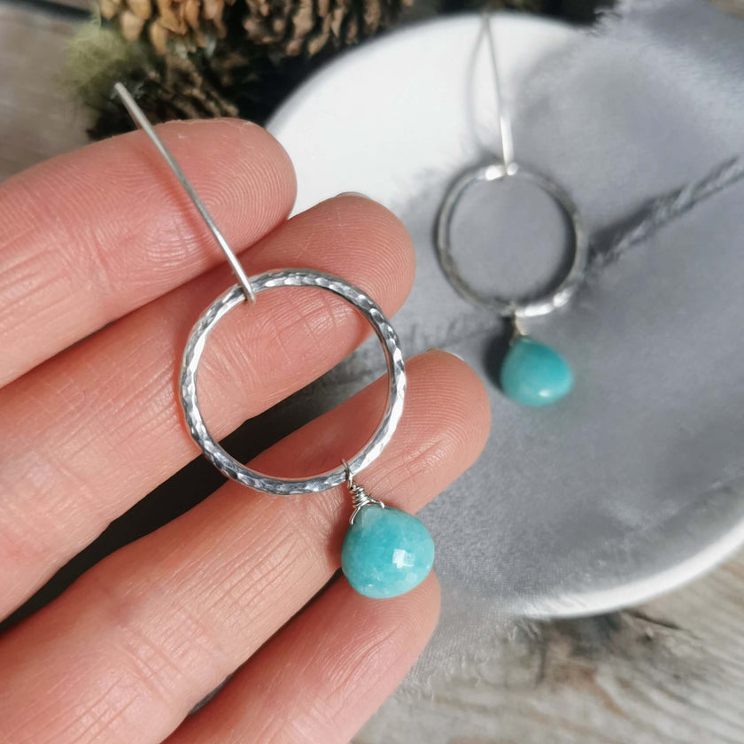 Amazonite and Silver earrings
